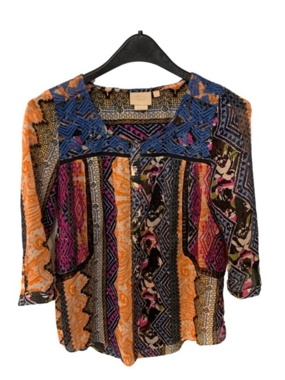 Anthropologie Vanessa Virginia
Bold Print Bohemian Blouse Size 4